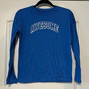 Vibrant Blue Long Sleeve Tees with Graphic Design